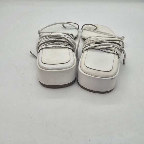 JEFFREY CAMPBELL Agate 2 Leather Sandal Color White Size 8 EU 39 Lace Up - Picture 11 of 14